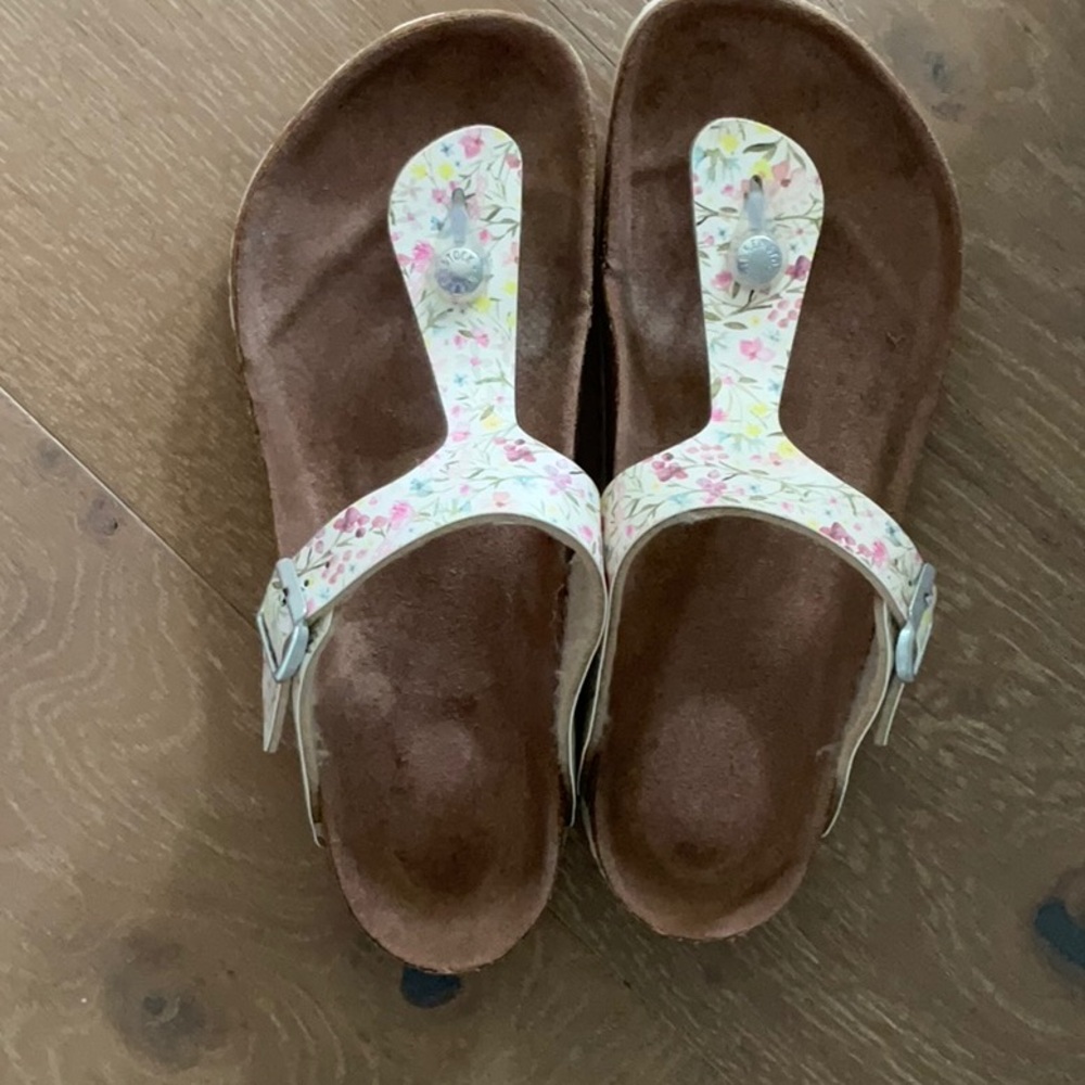 Ladies size 39 Birks, multi colored- pink, purple, blue and yellow flowers